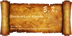 Benkovics Kende névjegykártya